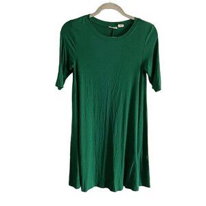 Sigrid Olsen Women SZ XS Green Short Sleeve T Shirt Knee Length Swing Dress